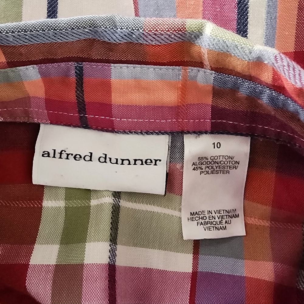 Alfred Dunner Shirt Plaid Cotton Blend Button Up Red Size 10 - Picture 13 of 15